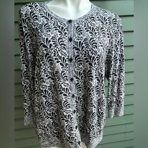 Talbots Black and White Patterned Cardigan